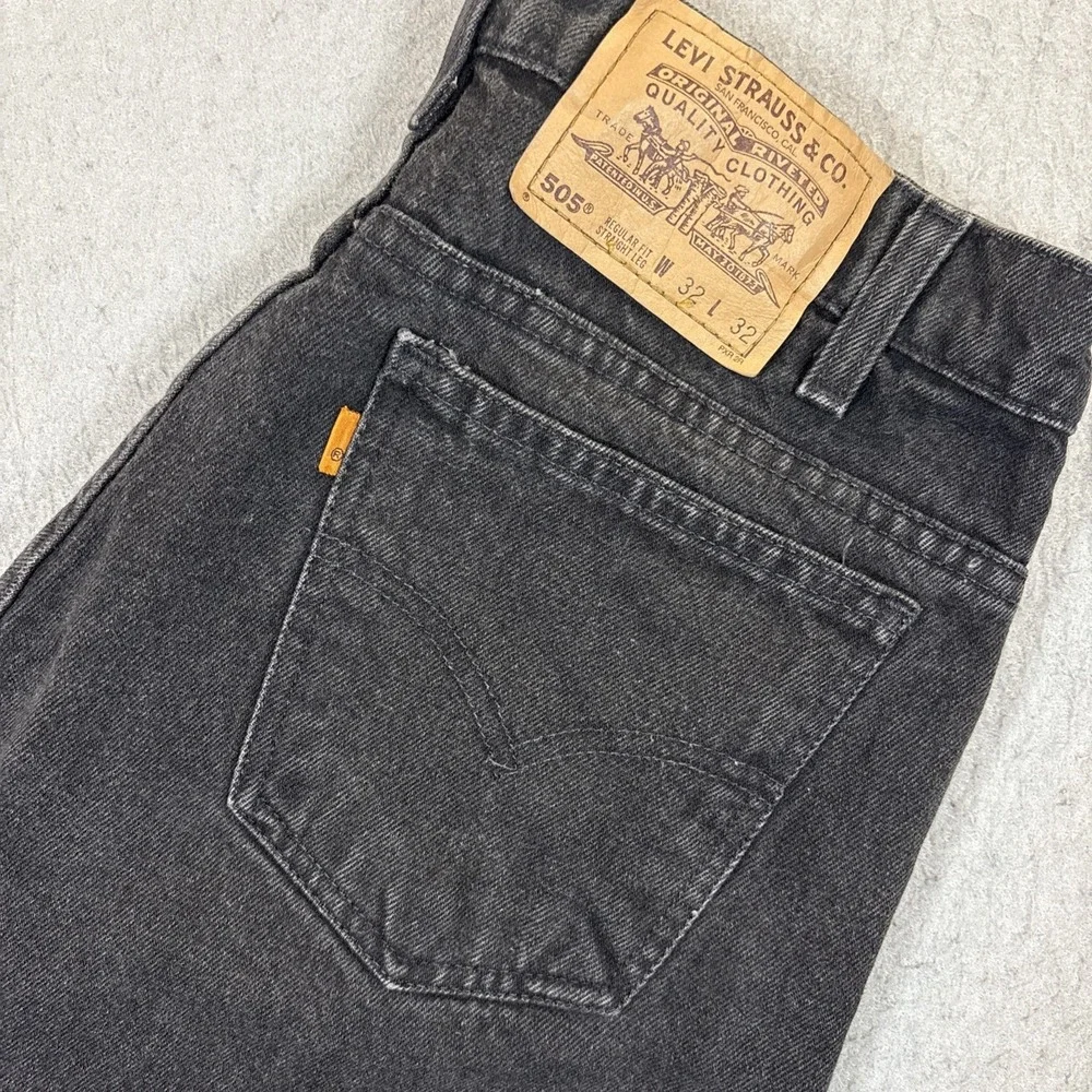 VINTAGE Levi's 505 ORANGE TAB Black Denim Jeans‎ Mens regular fit 32X32 (30x32)